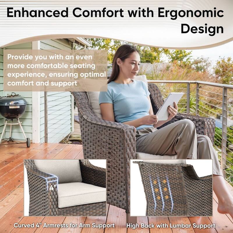 Pocassy All-Weather Rattan Patio Funiture Set