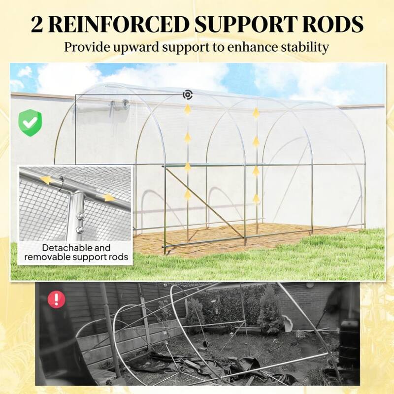 GDFStudio Outdoor Veyra Walk-In Greenhouse with PE Cover and Reinforced Frame