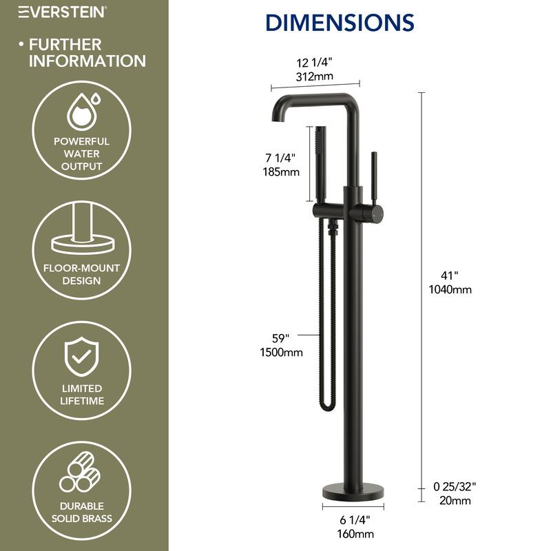 Freestanding Tub Faucet with Hand Shower,Modern Floor-Mount Bathtub Faucet