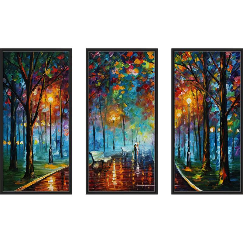 "Misty Mood" by Leonid Afremov Print in Floating Canvas, Set of 3 - Multi-Color