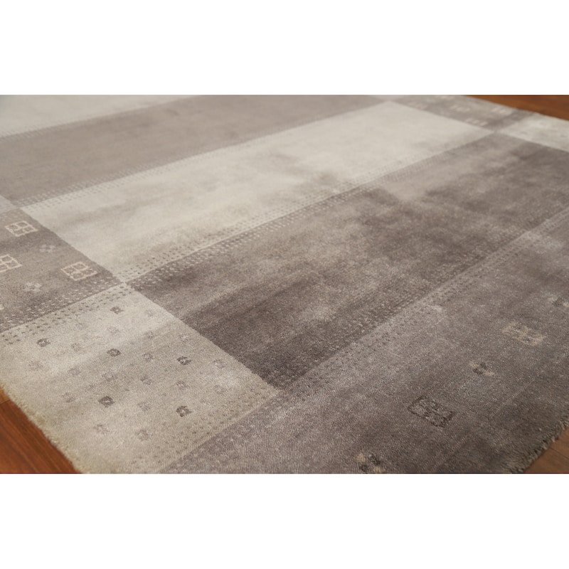 Gabbeh Tribal Indian Area Rug Hand-Knotted Wool Carpet - 5'4" x 7'7" - Brown - 5'4" x 7'7"