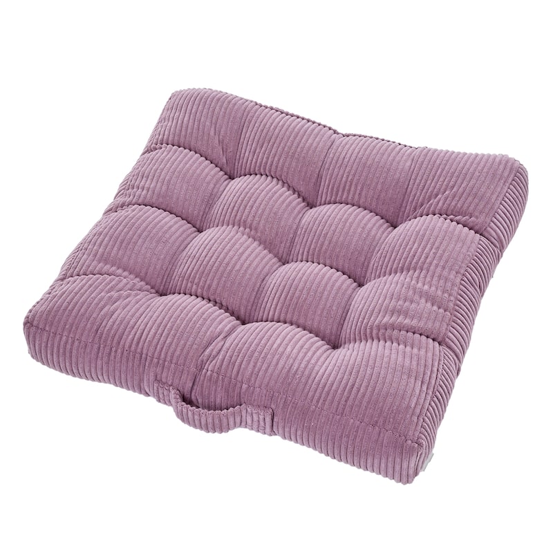 Sorra Home Indoor Soft Corduroy Tufted Square Floor Pillow with Handle