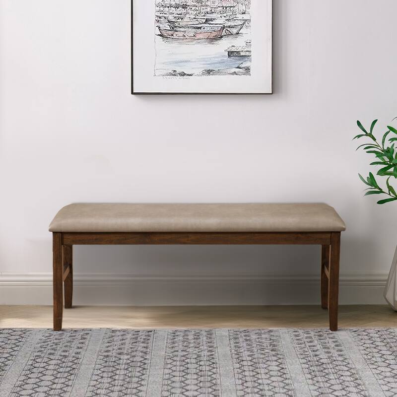 Rubberwood Dining Bench With Padded Upholstery Brown