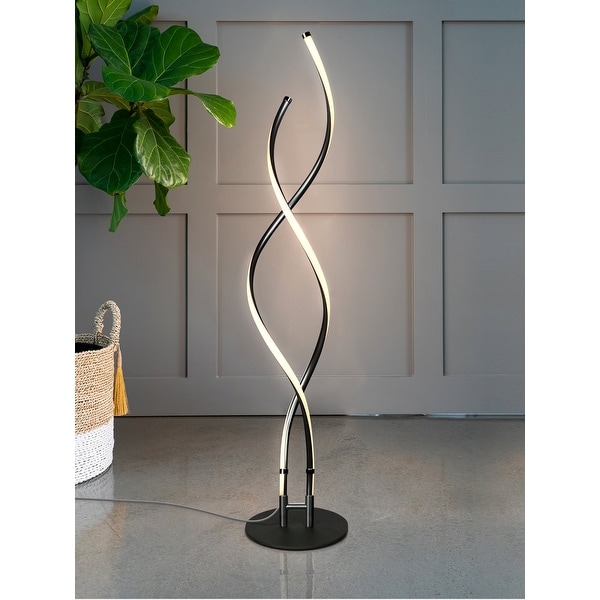 Antique brass arch floor lamp with rattan sales shade by drew barrymore flower home