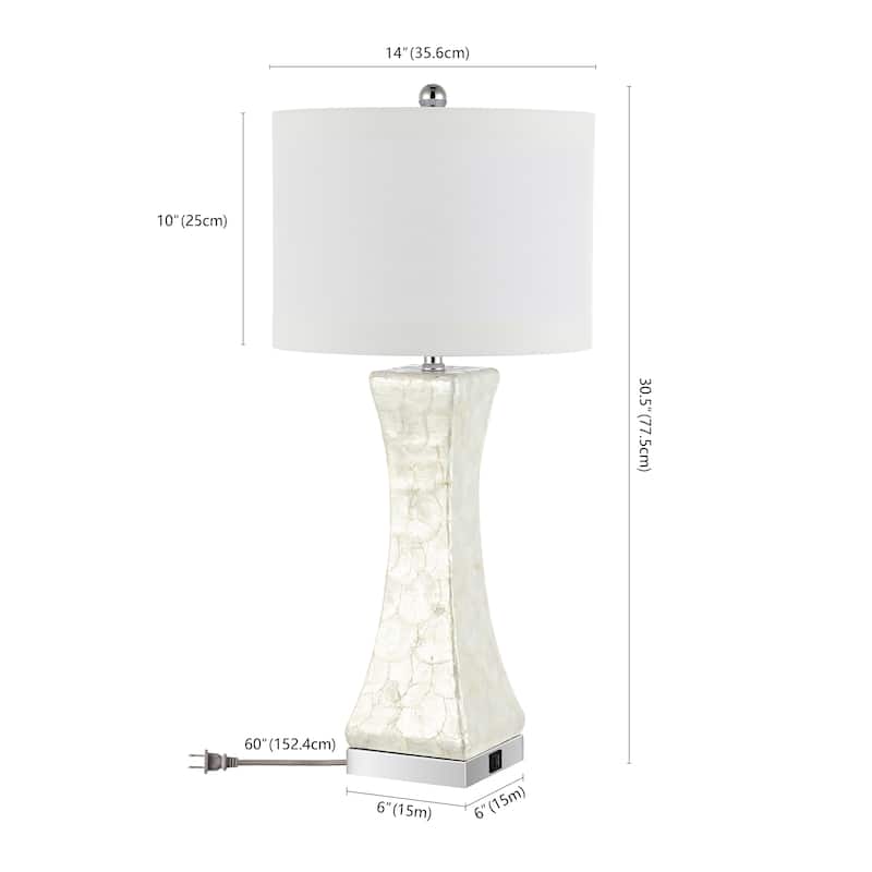 SAFAVIEH Lighting Wende 30.5-inch White Concave Table Lamp (Set of 2)