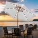 preview thumbnail 3 of 25, Ainfox 7FT Outdoor Patio Umbrella with Tilt Fringe Tassel Umbrella with LED Solar Lights bright white