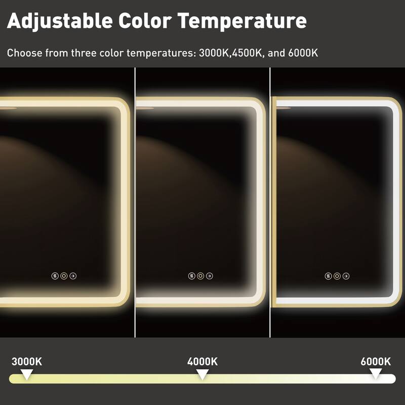 32 in. W x 30 in. H Rectangular Iron Recessed/Surface Medicine Cabinet with Mirror, Anti-Fog, Fixed Iron Shelves, Gold