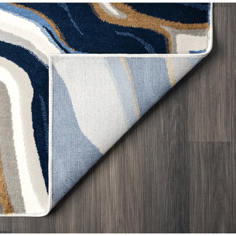 Abani Rugs Regal REG260A Blue Cream Intertwined Lines Area Rug