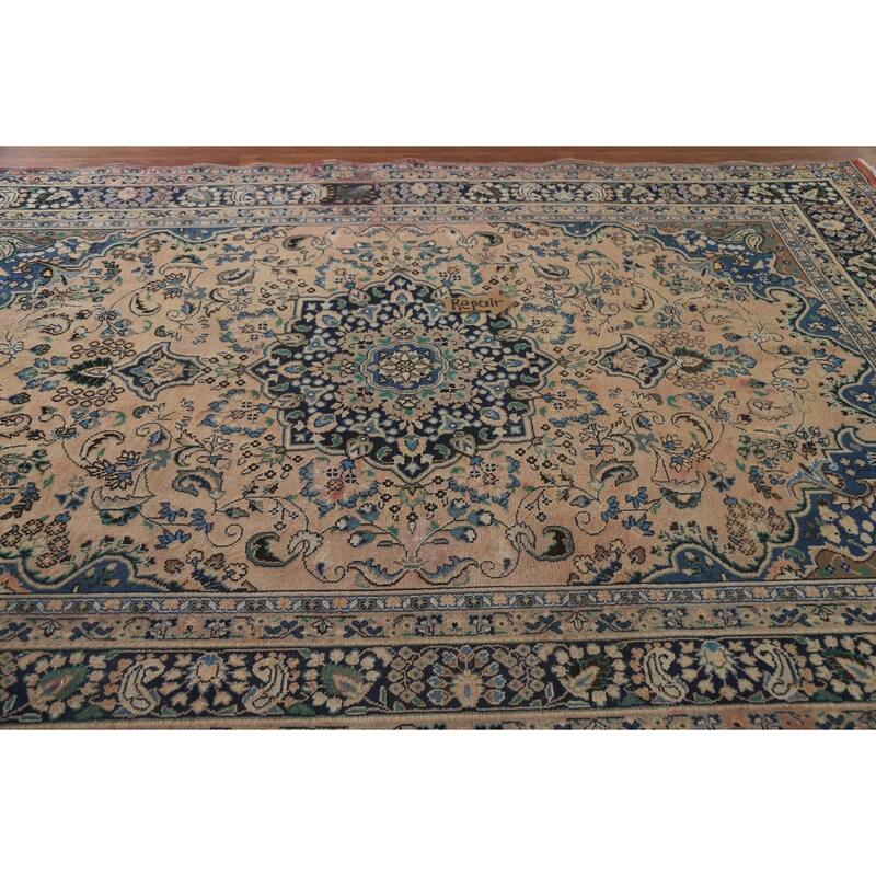 Hand Knotted Oriental 100% Wool Carpet Traditional Floral Peach Hamedan Area Rug - 9' 9'' X 5' 11''