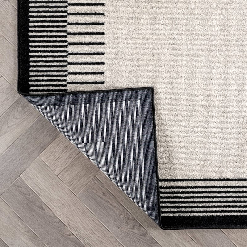 World Rug Gallery Modern Abstract Bordered Area Rug for Living Room, Bedroom, or Entryway - Low Pile Indoor Rug