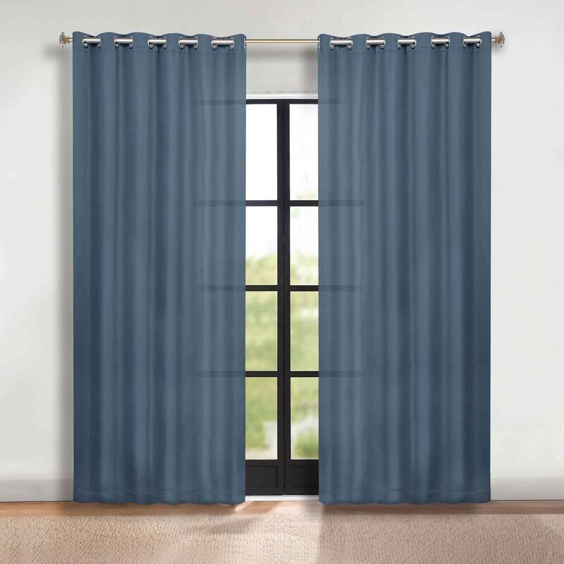 Superior Solid Machine Washable Room Darkening Grommet Blackout Curtains, Set of 2