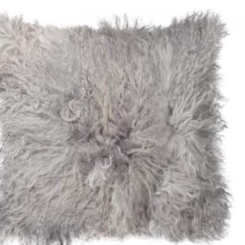 HomeRoots 18" Gray Sheepskin Throw Pillow