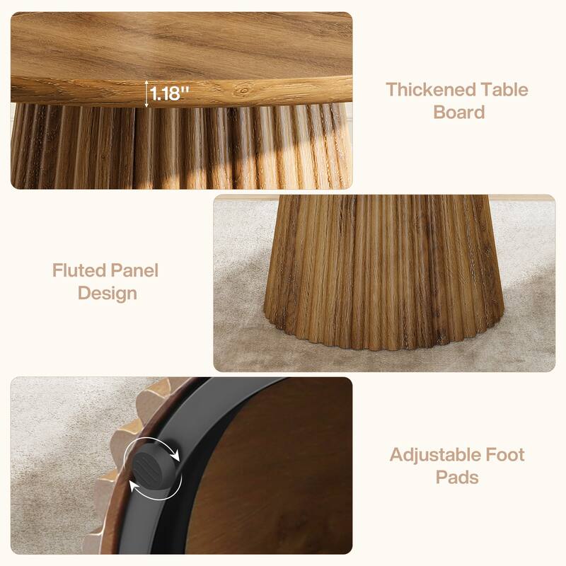 Round Dining Table for 4-6 People, 47" Farmhouse Wood Kitchen Table