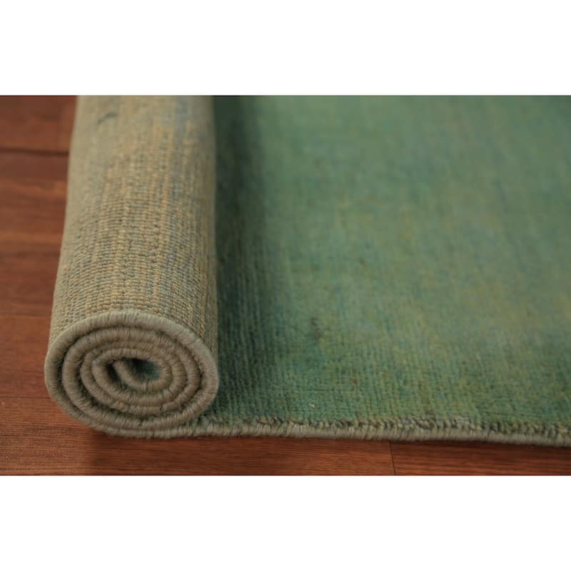 Green Gabbeh Oriental Rug Handmade Wool Carpet - 2'7" x 3'11"
