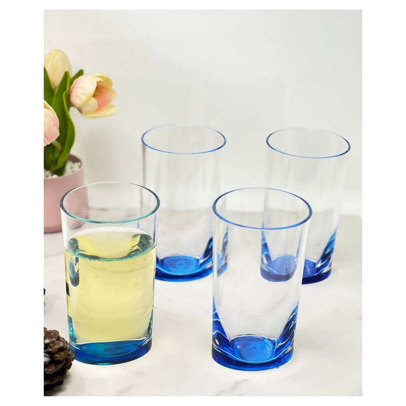Modern Oval Halo Acrylic Drinking Glasses Set of 4 - 15oz Elegant Plastic Cups for Cocktails, Juice, Water