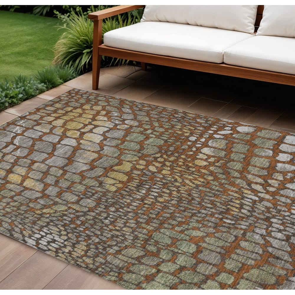 HomeRoots Abstract Transitional Rectangle Outdoor Rug