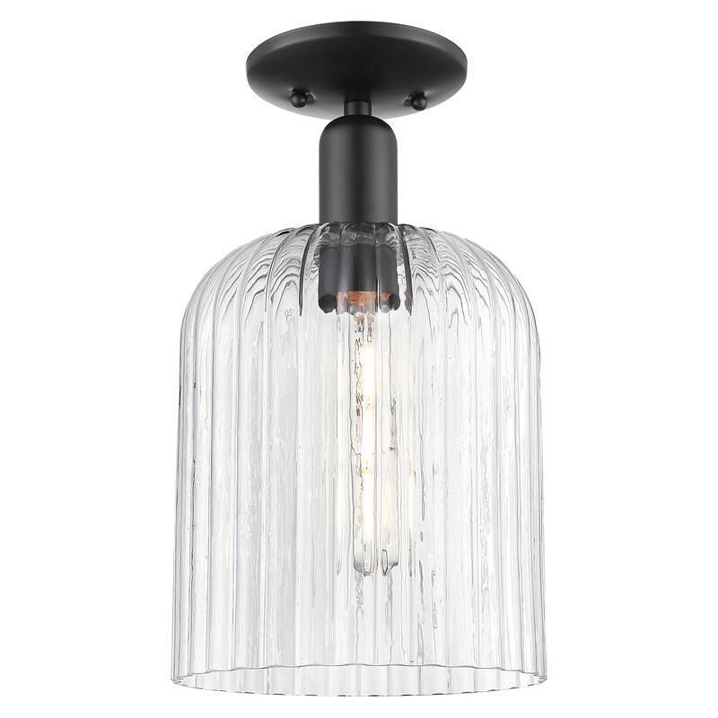 Innovations Lighting Endless Possibilities Arcadia - Bridal Veil - 1 Light 8" Semi-Flush Mount - Clear Shade/Matte Black