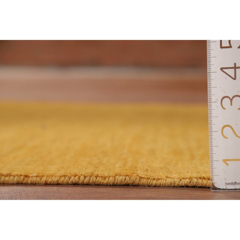 Yellow Gold Modern Gabbeh Oriental Foyer Rug Handmade Wool Carpet - 3'4"x 4'10"