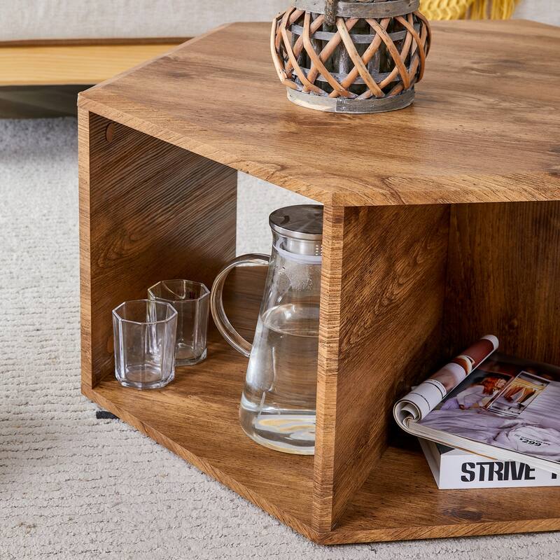 Hexagonal Porous Design Coffee Table Set