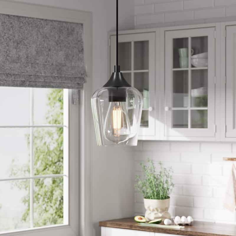 CO-Z 1 Light Pendant Light Fixture with Adjustable Height - Black