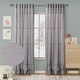 preview thumbnail 4 of 34, Linen Texture Double Ruffle Semi-sheer Curtain Pair(2 panels) 52"Wx63"L - Light Grey