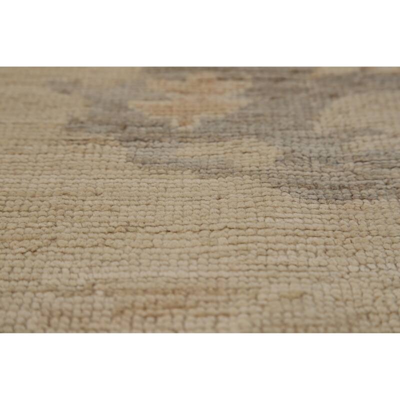 Hand Knotted Oriental 100% Wool Carpet Transitional All-Over Beige & Ivories Oushak Area Rug - 13' 6'' X 9' 10''