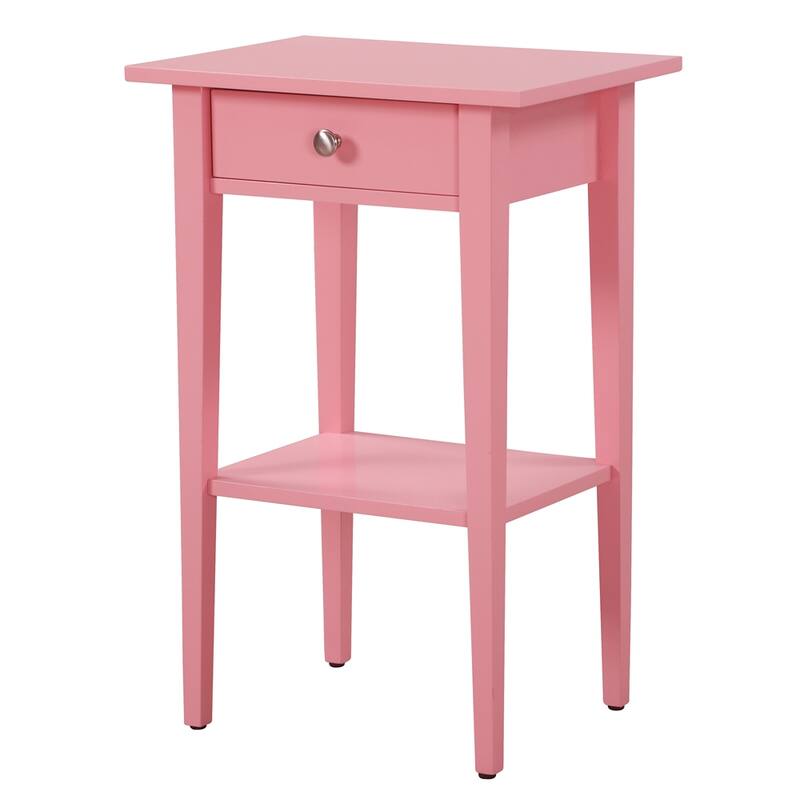 Wood Nightstand with Drawer - Pink