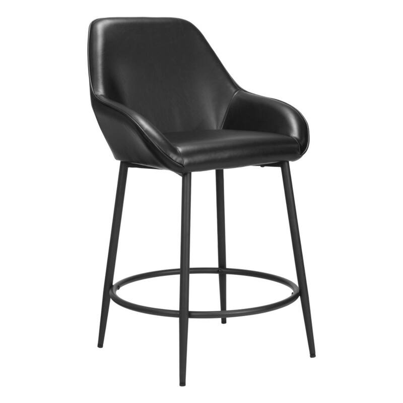 Set of 2 Faux Leather Bar Stools with Armrests and Steel Frame