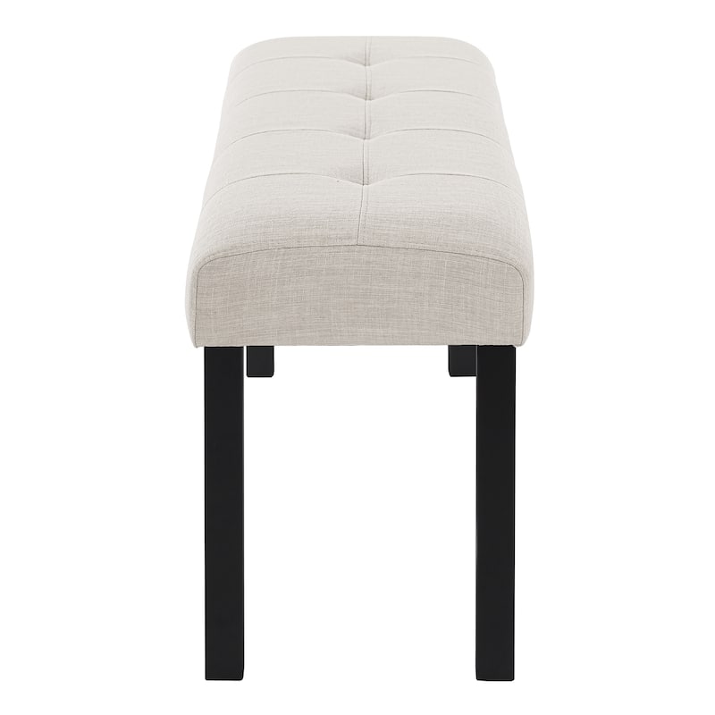 Roomfitters Modern Tufted Linen Dining Bench, 47 Inch Upholstered Entryway Bench with Wood Legs, Bedroom End Seating