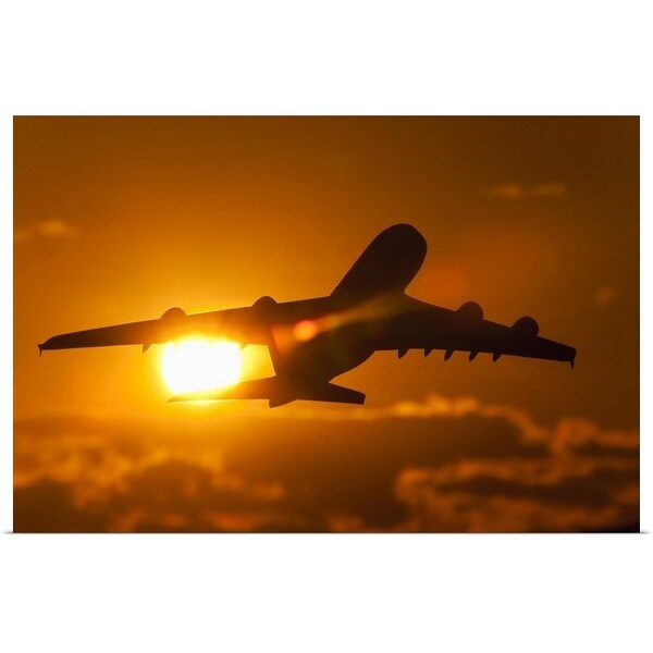 "Silhouette of a commercial aeroplane" Poster Print