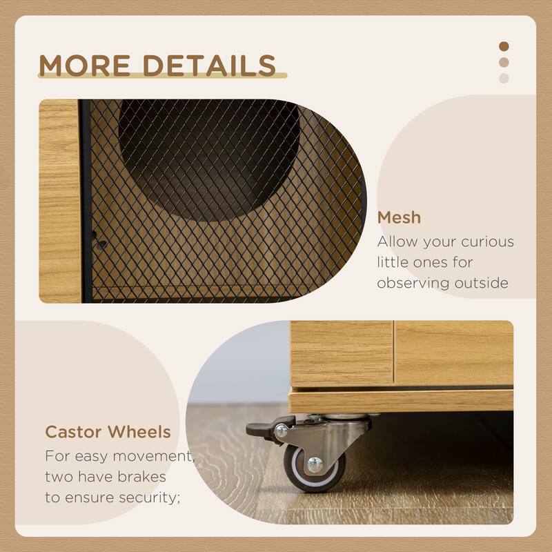 Oak Particle Board Cat Cabinet with Platforms, Scratcher and Cushion