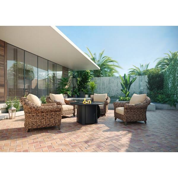 Cayman 5 Piece Sunbrella Fire Pit Chat Set, Heritage Brown 32282599