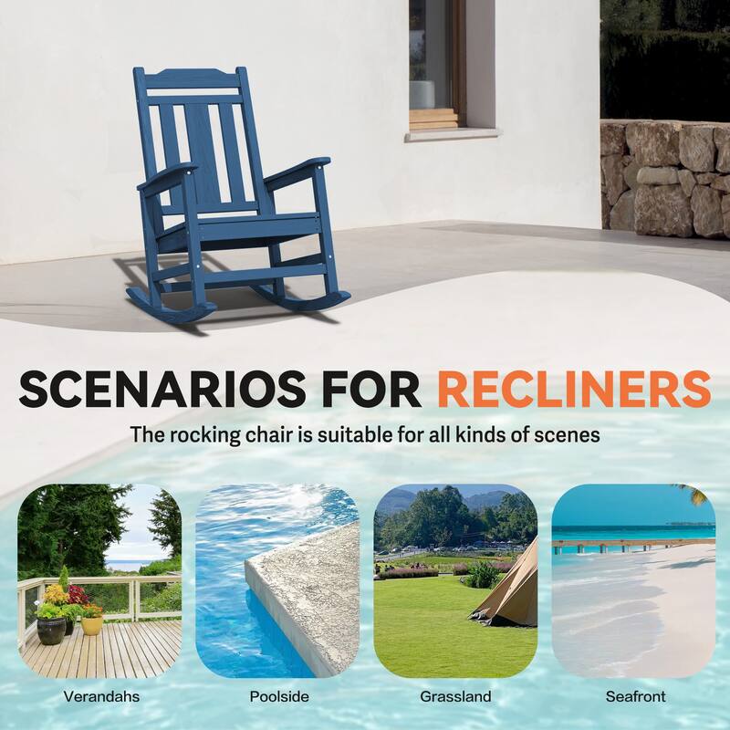 Outdoor Patio HDPE Rocking Chiar, Extra Wide Seat & Backrest