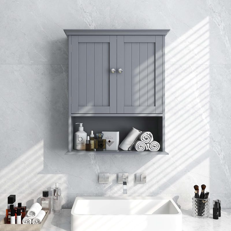 Costway Bathroom Wall Cabinet Medicine Storage Organizer with - See details