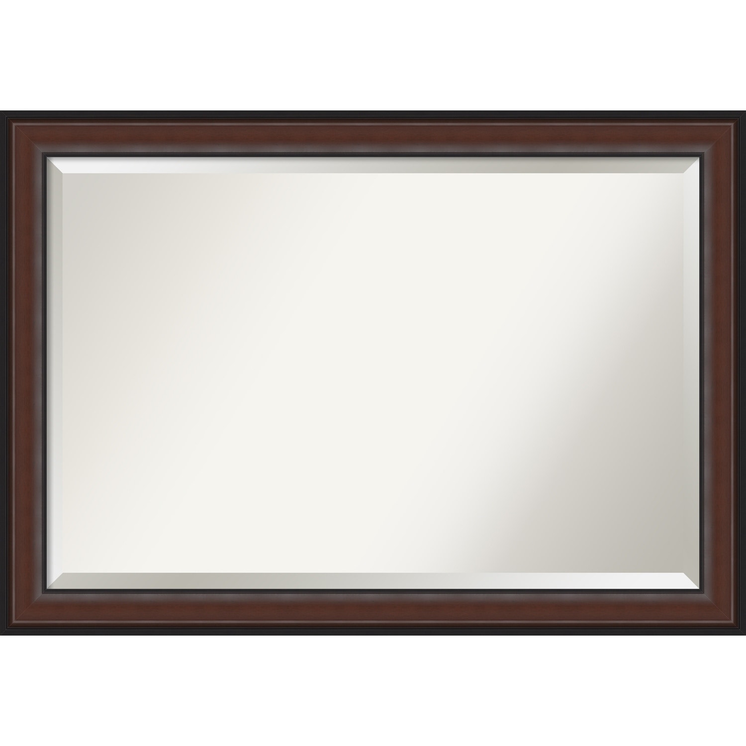 Beveled Bathroom Wall Mirror - Harvard Walnut Frame