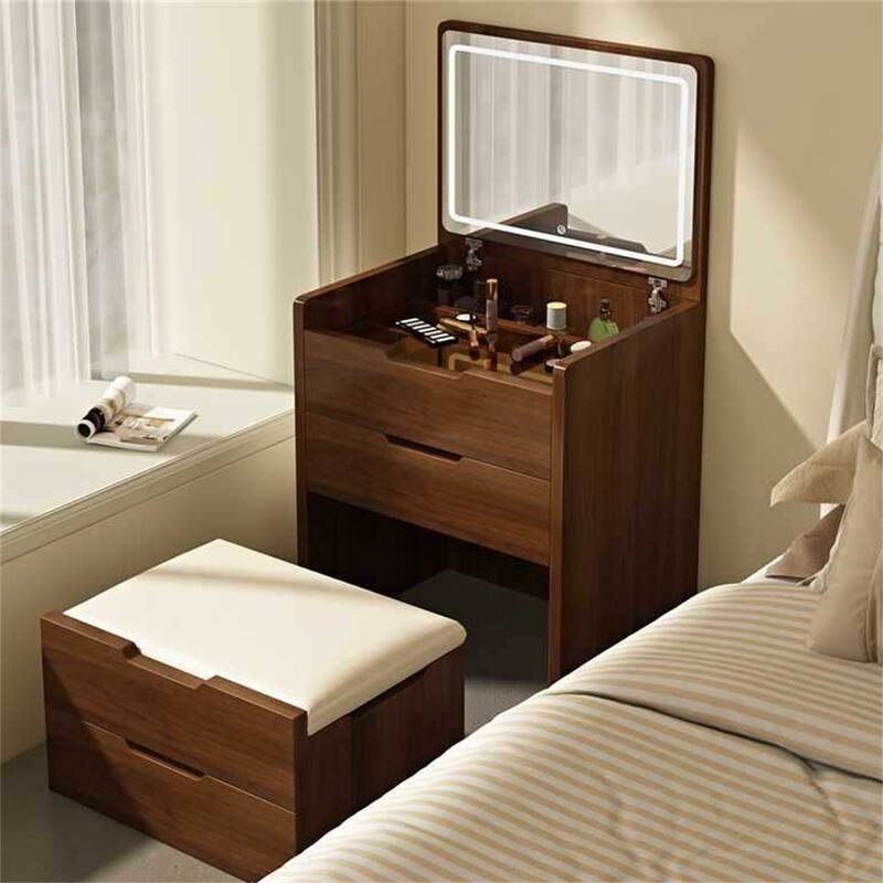 3 In 1 Vanity Desk w/ Plip Top Mirror,Visible Glass Desktop,3 Drawers