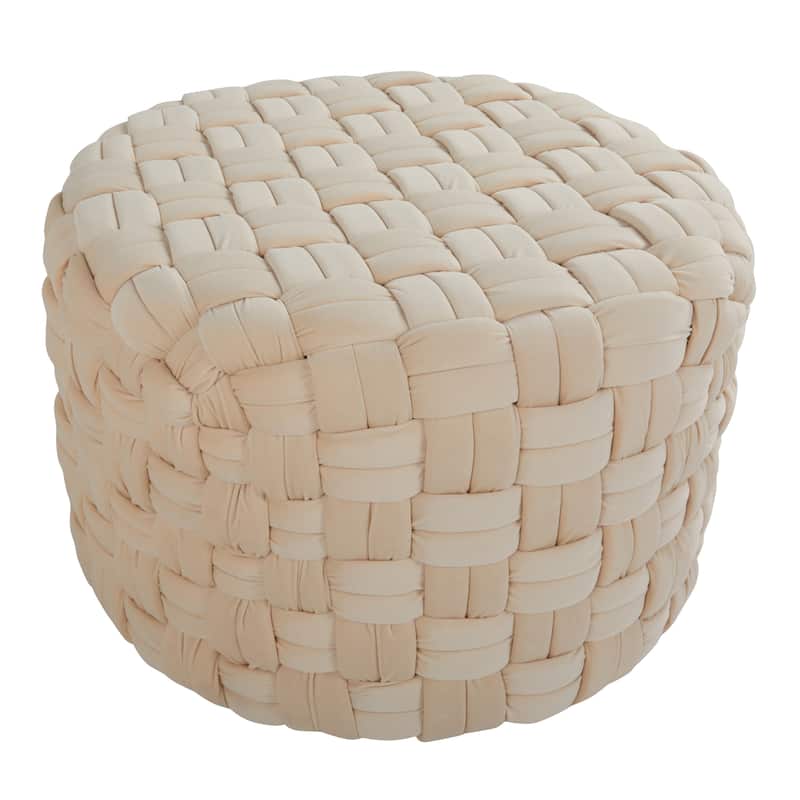 Silver Orchid Camilla Braided Round 24" Ottoman - Cream