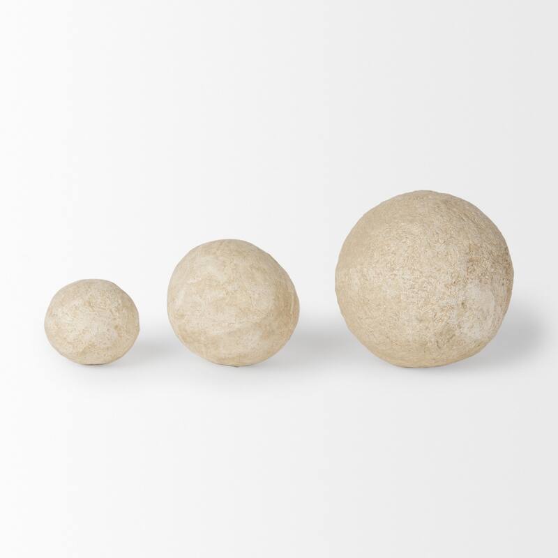 Sunita Beige Paper Mache Orbs (Set of 3)