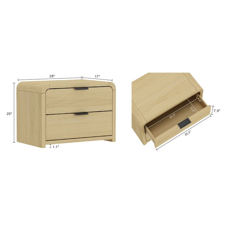 Manhattan Comfort Grace Modern Nightstand with 4 Drawers Set of 2
