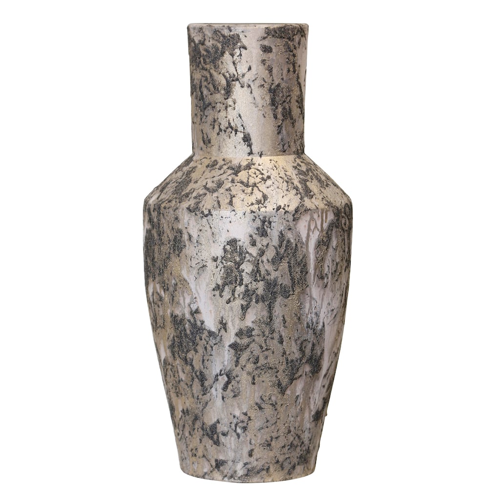 StyleCraft Jarra Vase - Hand Painted Black and Gold 16In Ht