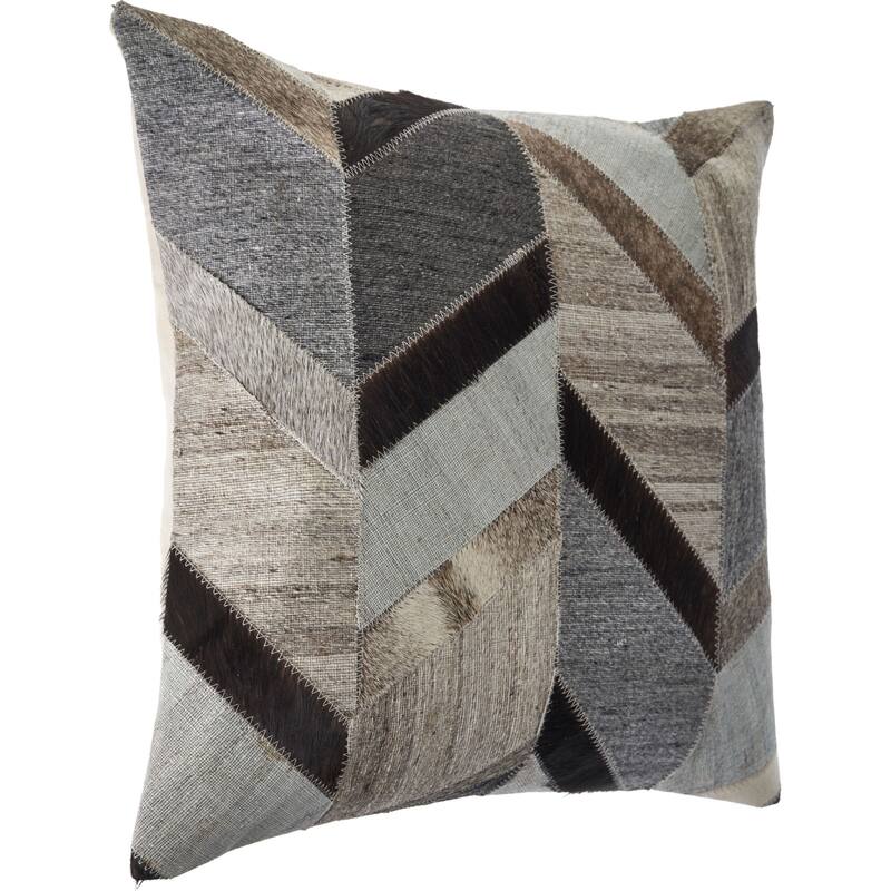 20" Gray and Brown Chevron Square Throw Pillow