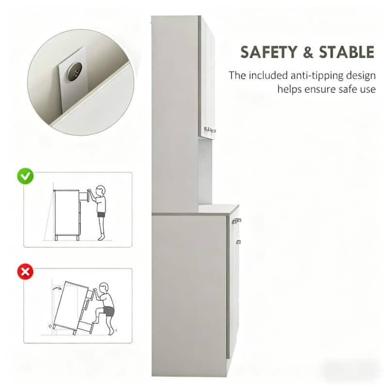 Kitchen Pantry 71" Kitchen Pantry Cabinet, Tall Storage Cabinet with Microwave Stand, Modern Kitchen Hutch with Countertop