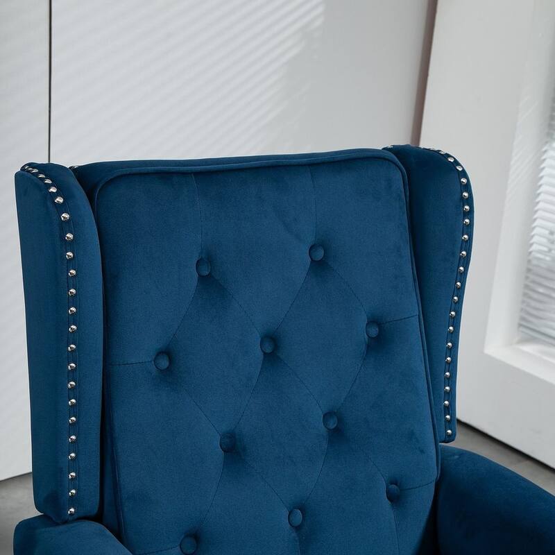 Transitional Wingback Accent Chair Armchair with Sturdy Wood Legs