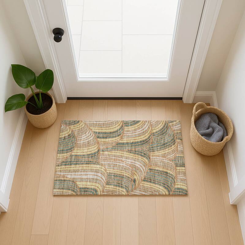 Machine Washable Indoor/ Outdoor Modern Parsons Chantille Rug