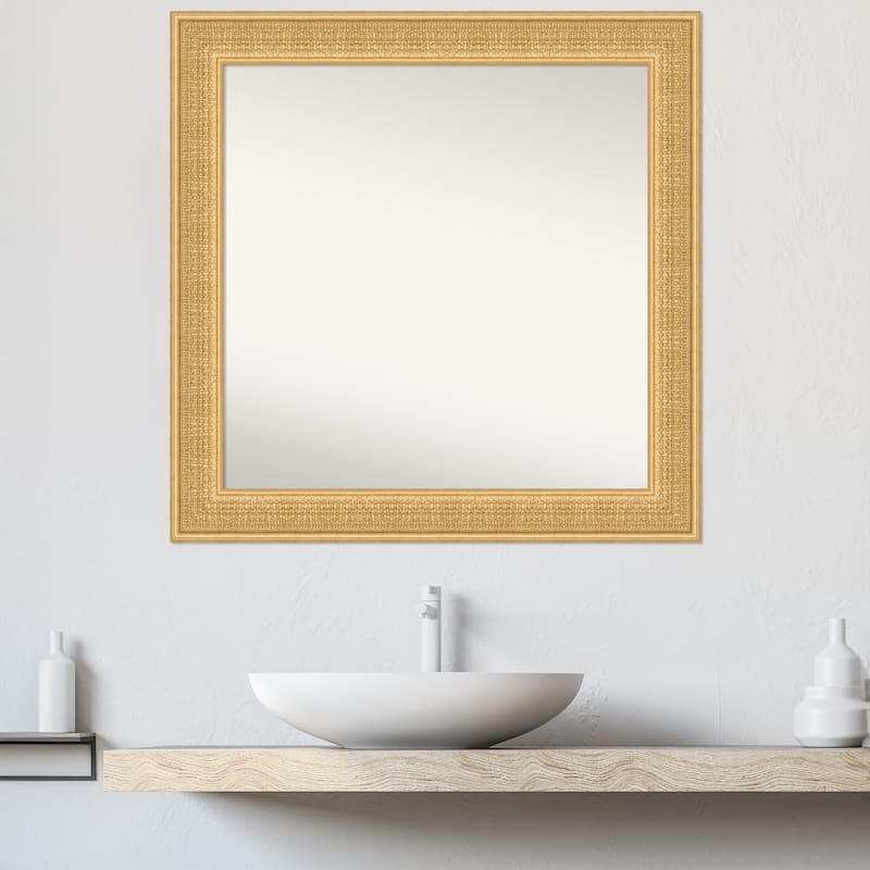 Trellis Non-Beveled Wood Framed Bathroom Vanity Wall Mirror - Trellis Gold