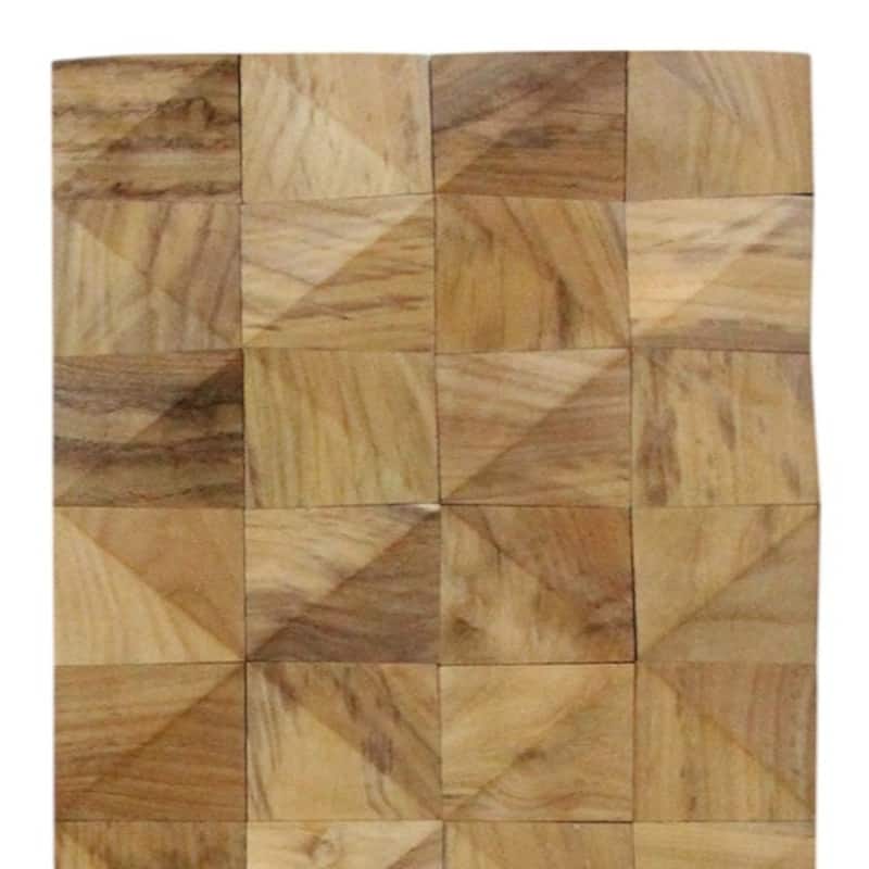 HomeRoots Brown 3D Embossed Diamond Teak Reclaimed Wood Decorative Wall Panels - 47.75' X '11.75' X '0.86