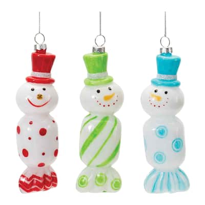 Candy Snowman Christmas Ornaments - 6.25" - Set of 12