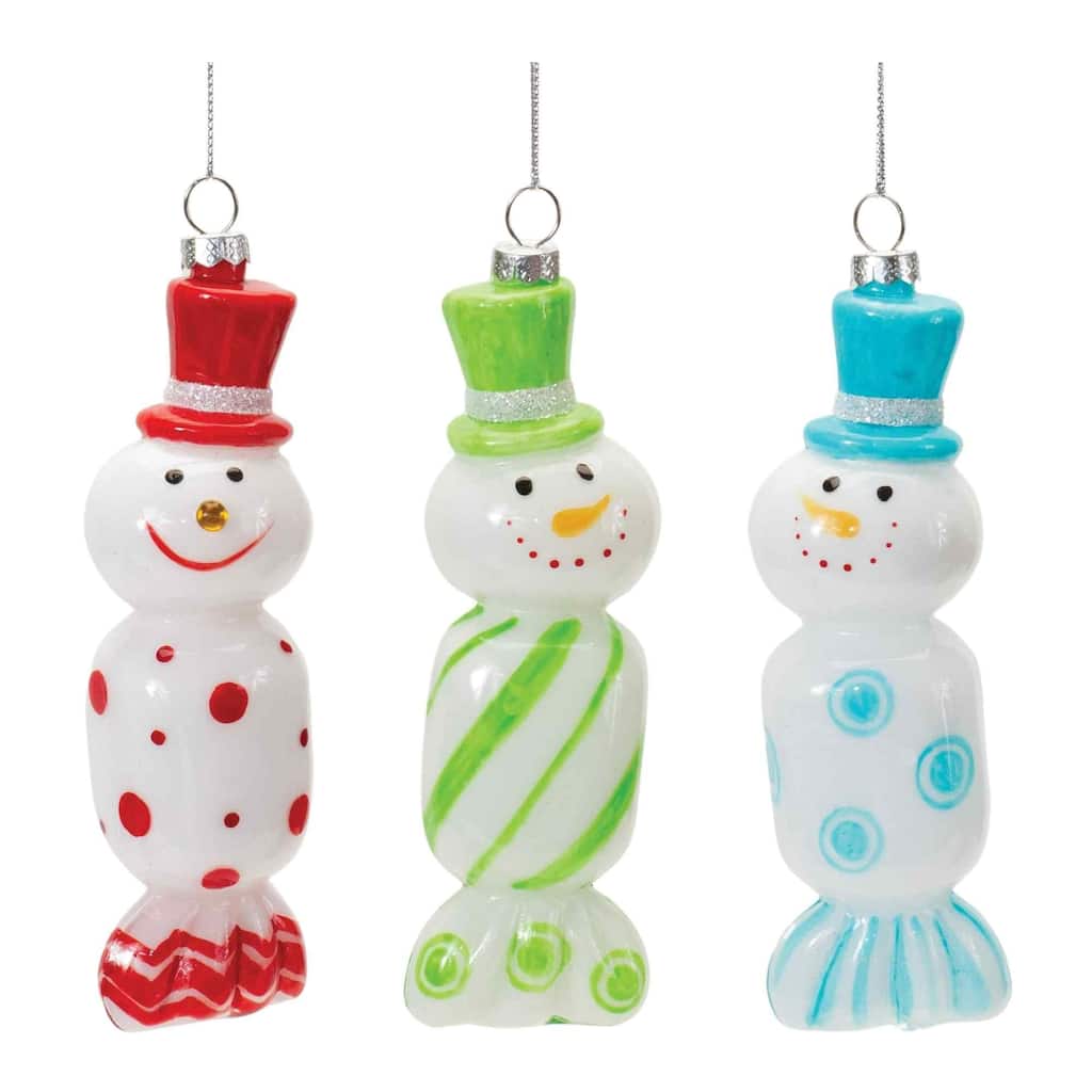 Candy Snowman Christmas Ornaments - 6.25" - Set of 12