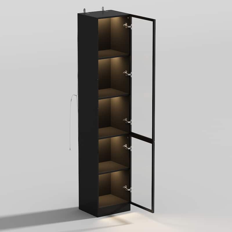 Sleek Modular Curio Wine Cabinet Storage Solution with Glass Doors