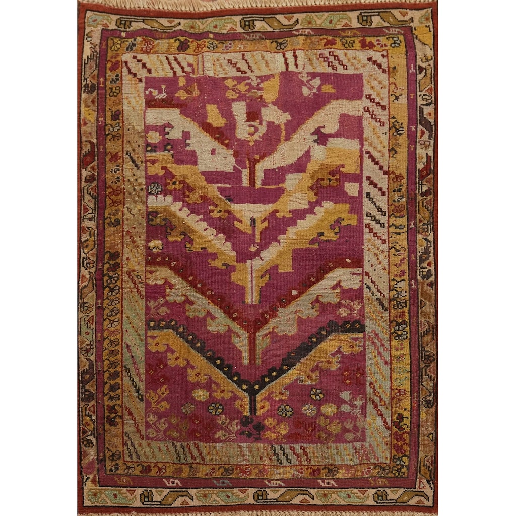 Antique Vegetable Dye Handmade Oushak Turkish Rug 3x4 - 4' 4'' X 3' 3''